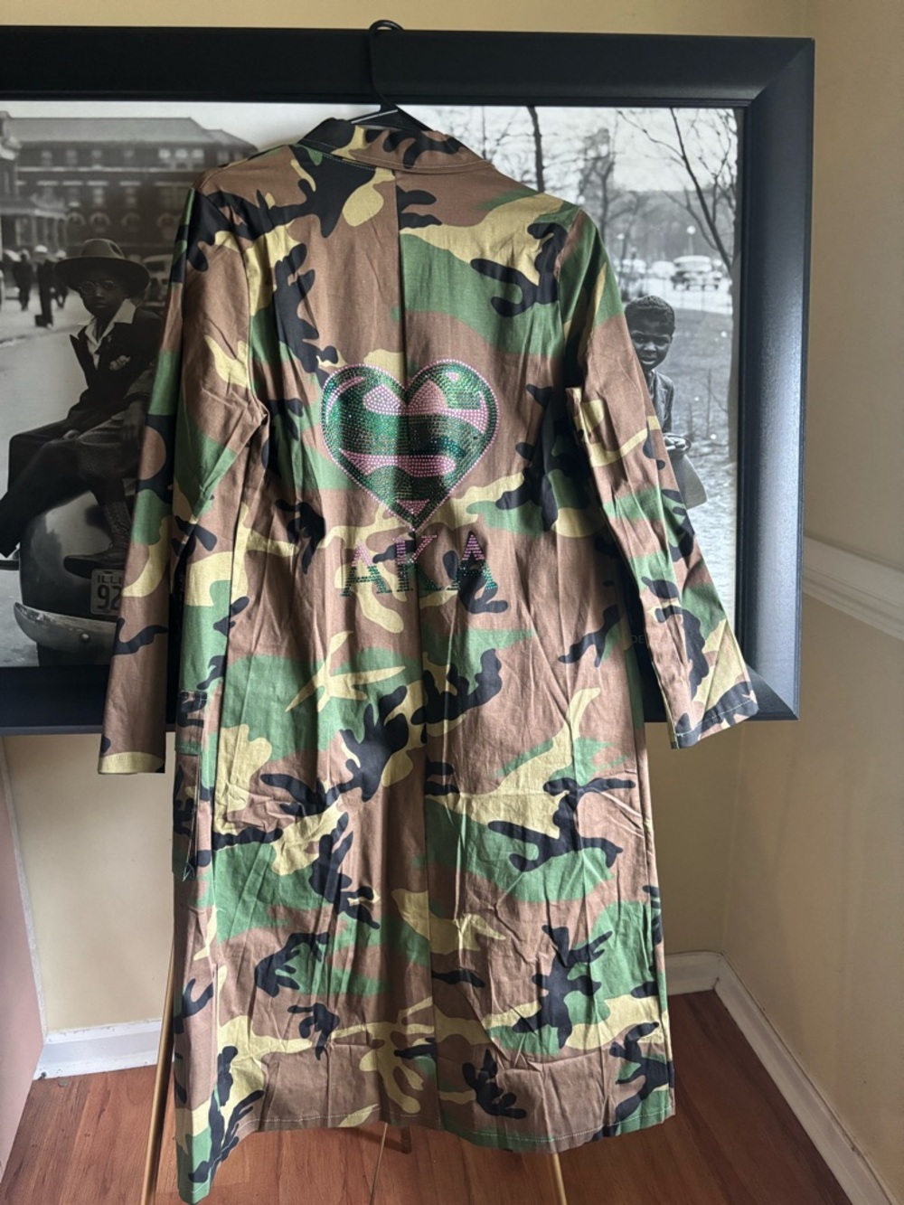 Alpha Kappa Alpha -AKA themed camo trench